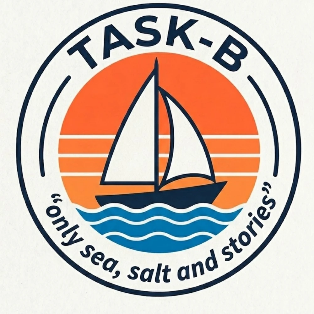 Task-B sailing logo with orange sunset